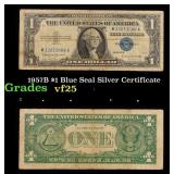 1957B $1 Blue Seal Silver Certificate Grades vf+
