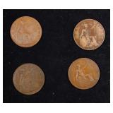 Group of 4 Coins, Great Britain Pennies, 1915, 191