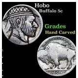 Hobo Buffalo Nickel 5c Grades Hand Carved