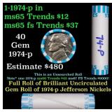 BU Shotgun Jefferson 5c roll, 1974-p 40 pcs Bank $