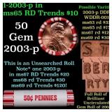 BU Shotgun Lincoln 1c roll, 2003-p 50 pcs Bank Wra