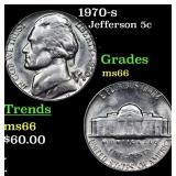 1970-s Jefferson Nickel 5c Grades GEM+ Unc