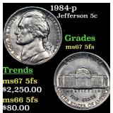 1984-p Jefferson Nickel 5c GEM++ 5fs USCG