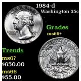 1984-d Washington Quarter 25c Grades GEM++ Unc