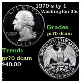 1979-s ty 1 Proof Washington Quarter 25c Grades GE