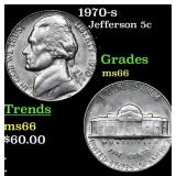 1970-s Jefferson Nickel 5c Grades GEM+ Unc