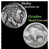 Hobo Buffalo Nickel 5c Grades Hand Carved
