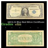 1957A $1 Blue Seal Silver Certificate Grades vf+