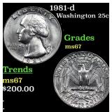 1981-d Washington Quarter 25c Grades GEM++ Unc