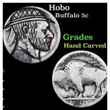Hobo Buffalo Nickel 5c Grades Hand Carved
