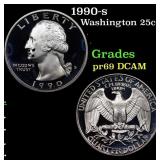 1990-s Proof Washington Quarter 25c Grades GEM++ P