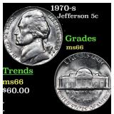 1970-s Jefferson Nickel 5c Grades GEM+ Unc