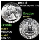 1984-d Washington Quarter 25c Grades GEM++ Unc