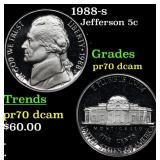 1988-s Proof Jefferson Nickel 5c pr70 dcam SEGS