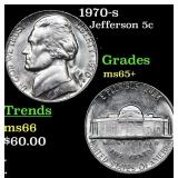 1970-s Jefferson Nickel 5c Grades GEM+ Unc