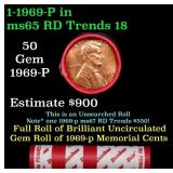 BU Shotgun Lincoln 1c roll, 1969-p 50 pcs Dunbar W