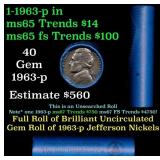 BU Shotgun Jefferson 5c roll, 1963-p 40 pcs Bell T