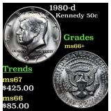 1980-d Kennedy Half Dollar 50c Grades GEM++ Unc