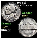 1956-d Jefferson Nickel 5c Grades GEM++ Unc