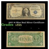 1957 $1 Blue Seal Silver Certificate Grades vf+