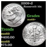 2009-d Roosevelt Dime 10c Grades Gem++ Unc