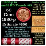 BU Shotgun Lincoln 1c roll, 1980-p 50 pcs Dunbar W