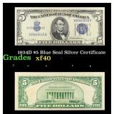 1934D $5 Blue Seal Silver Certificate Grades xf