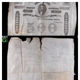 1863 Confederate States $500 Civil War Loan Bond G