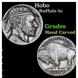 Hobo Buffalo Nickel 5c Grades Hand Carved