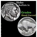 Hobo Buffalo Nickel 5c Grades Hand Carved