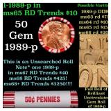 BU Shotgun Lincoln 1c roll, 1989-p 50 pcs Bank Wra