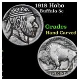 1918 Hobo Buffalo Nickel 5c Grades Hand Carved