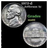 1972-d Jefferson Nickel 5c Grades GEM+ Unc