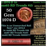 BU Shotgun Lincoln 1c roll, 1974-d 50 pcs Bank Wra