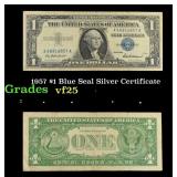 1957 $1 Blue Seal Silver Certificate Grades vf+