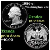 1986-s Proof Washington Quarter 25c Grades GEM++ P