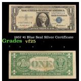1957 $1 Blue Seal Silver Certificate Grades vf+