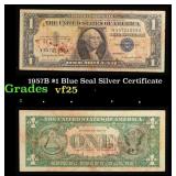 1957B $1 Blue Seal Silver Certificate Grades vf+