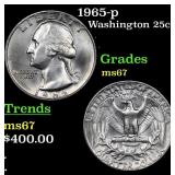 1965-p Washington Quarter 25c Grades GEM++ Unc