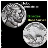 Hobo Buffalo Nickel 5c Grades Hand Carved