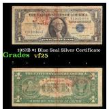 1957B $1 Blue Seal Silver Certificate Grades vf+