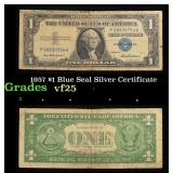1957 $1 Blue Seal Silver Certificate Grades vf+