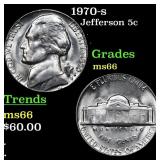 1970-s Jefferson Nickel 5c Grades GEM+ Unc