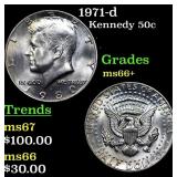 1971-d Kennedy Half Dollar 50c Grades GEM++ Unc