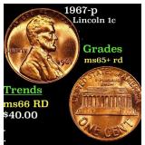 1967-p Lincoln Cent 1c Grades Gem+ Unc RD