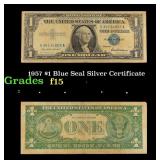 1957 $1 Blue Seal Silver Certificate Grades f+