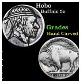 Hobo Buffalo Nickel 5c Grades Hand Carved