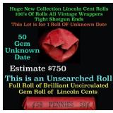BU Shotgun Lincoln 1c roll, 1974-p 50 pcs Bank Wra