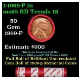 BU Shotgun Lincoln 1c roll, 1969-p 50 pcs Dunbar W