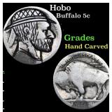 Hobo Buffalo Nickel 5c Grades Hand Carved